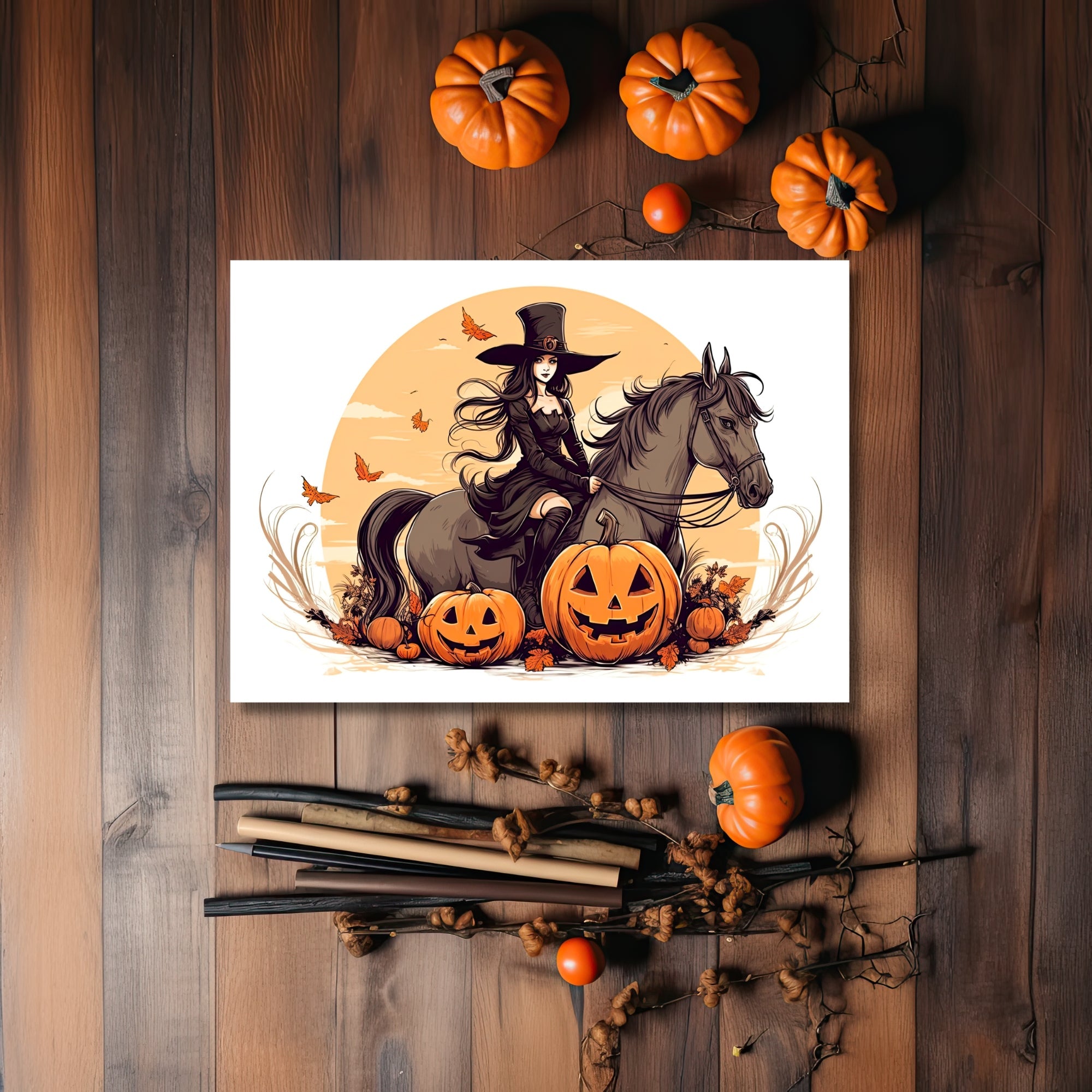 Cowgirl Witchy Ride Halloween Greeting Card