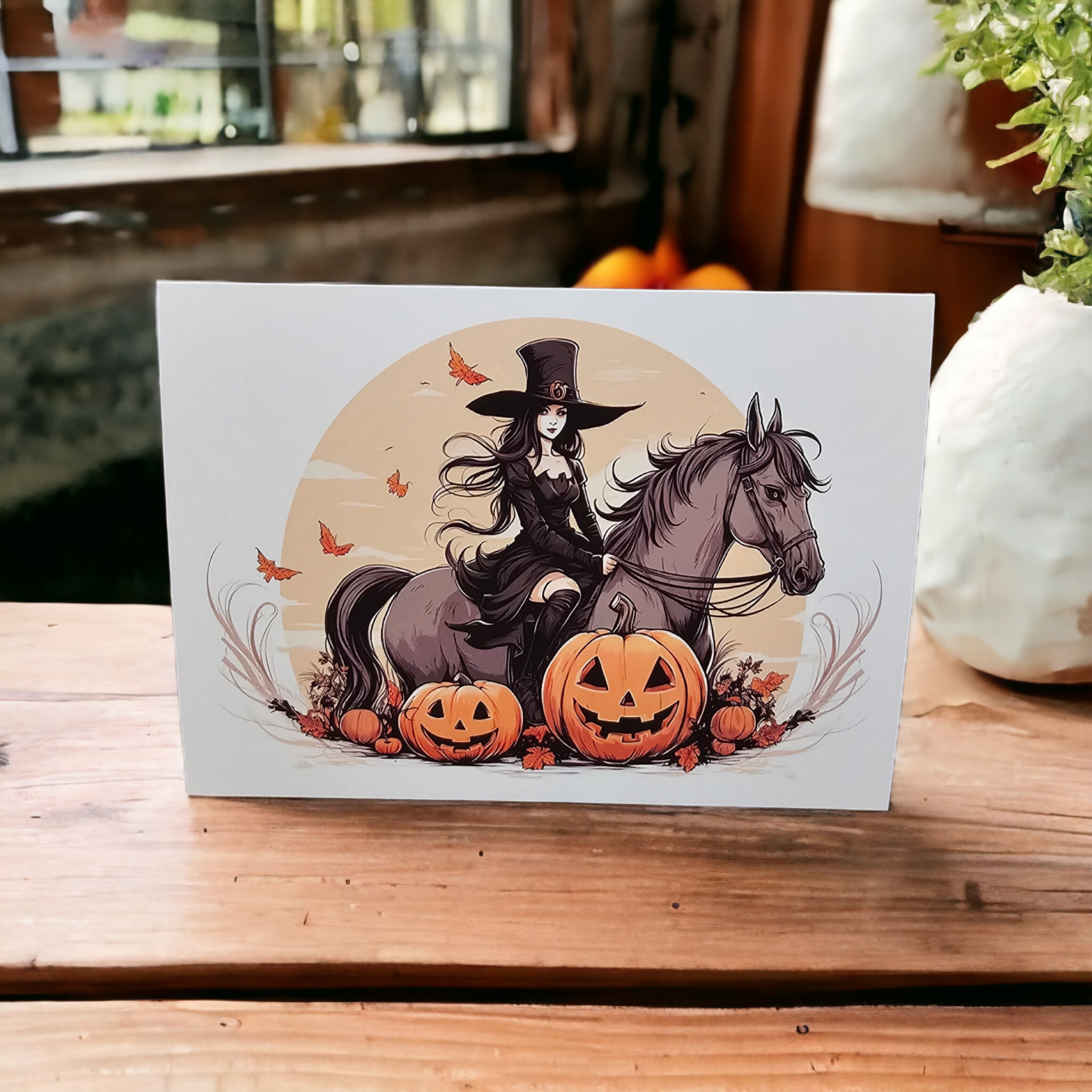 Cowgirl Witchy Ride Halloween Greeting Card
