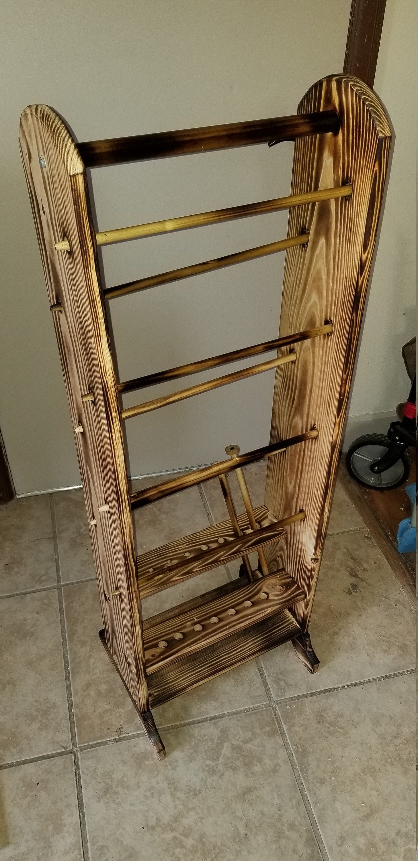 7 Skein Yarn Holder & Organizer | Wooden Yarn Rack | Knitting & Crochet Storage | Handcrafted Craft Room Decor | Yarn Spool Display