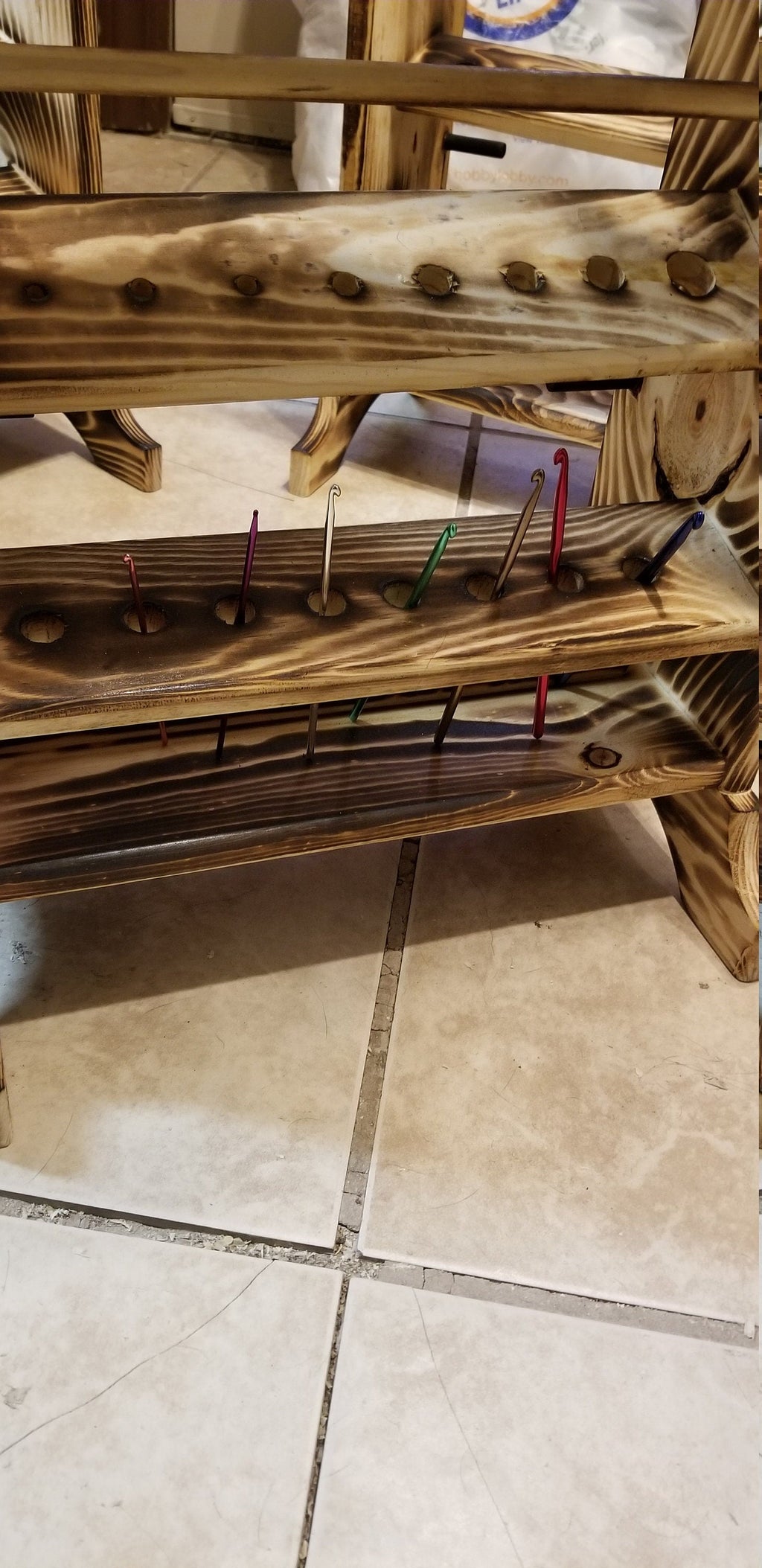 5 Skein Yarn Holder & Organizer | Wooden Yarn Rack | Knitting & Crochet Storage | Handcrafted Craft Room Decor | Yarn Spool Display