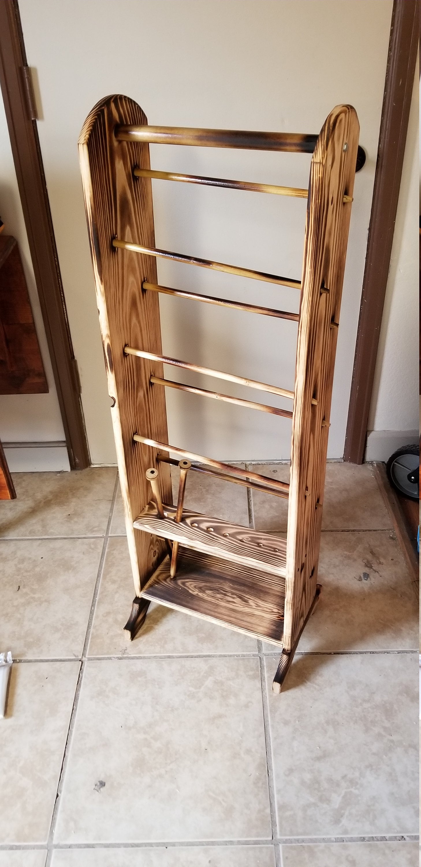 7 Skein Yarn Holder & Organizer | Wooden Yarn Rack | Knitting & Crochet Storage | Handcrafted Craft Room Decor | Yarn Spool Display