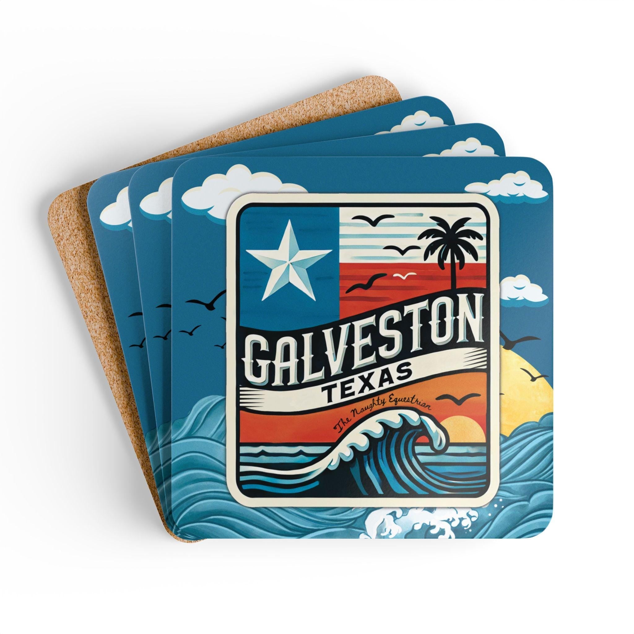 Galveston Texas Bar Coaster Set, The Lone Star State Coaster