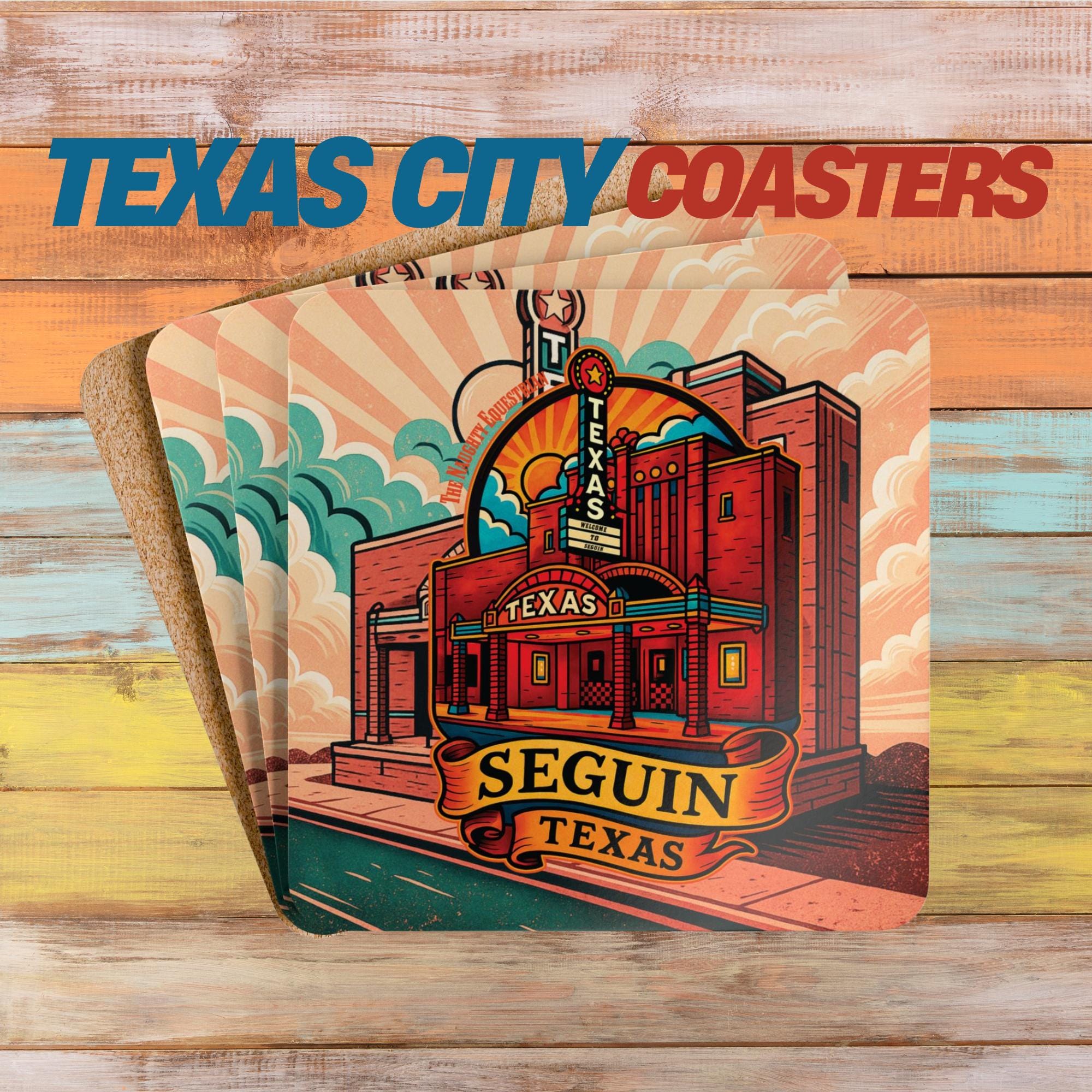 Seguin Texas Theater Bar Coaster, The Lone Star State Coaster