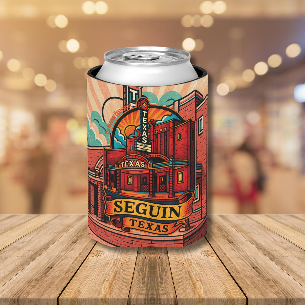 Seguin Texas Theater Can Cooler 12oz, City Souvenir 12oz Regular