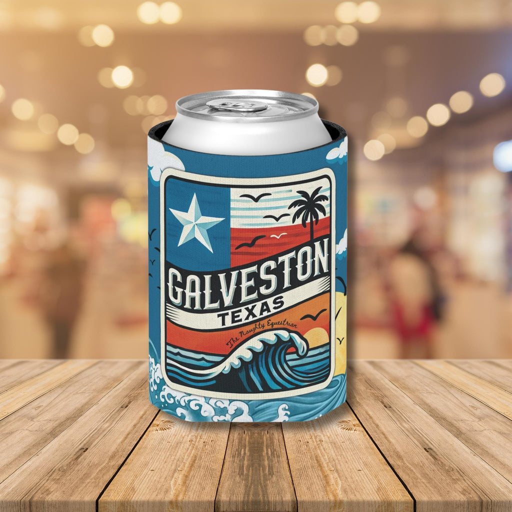 Galveston Texas Wave Can Cooler 12oz, City Souvenir 12oz Regular