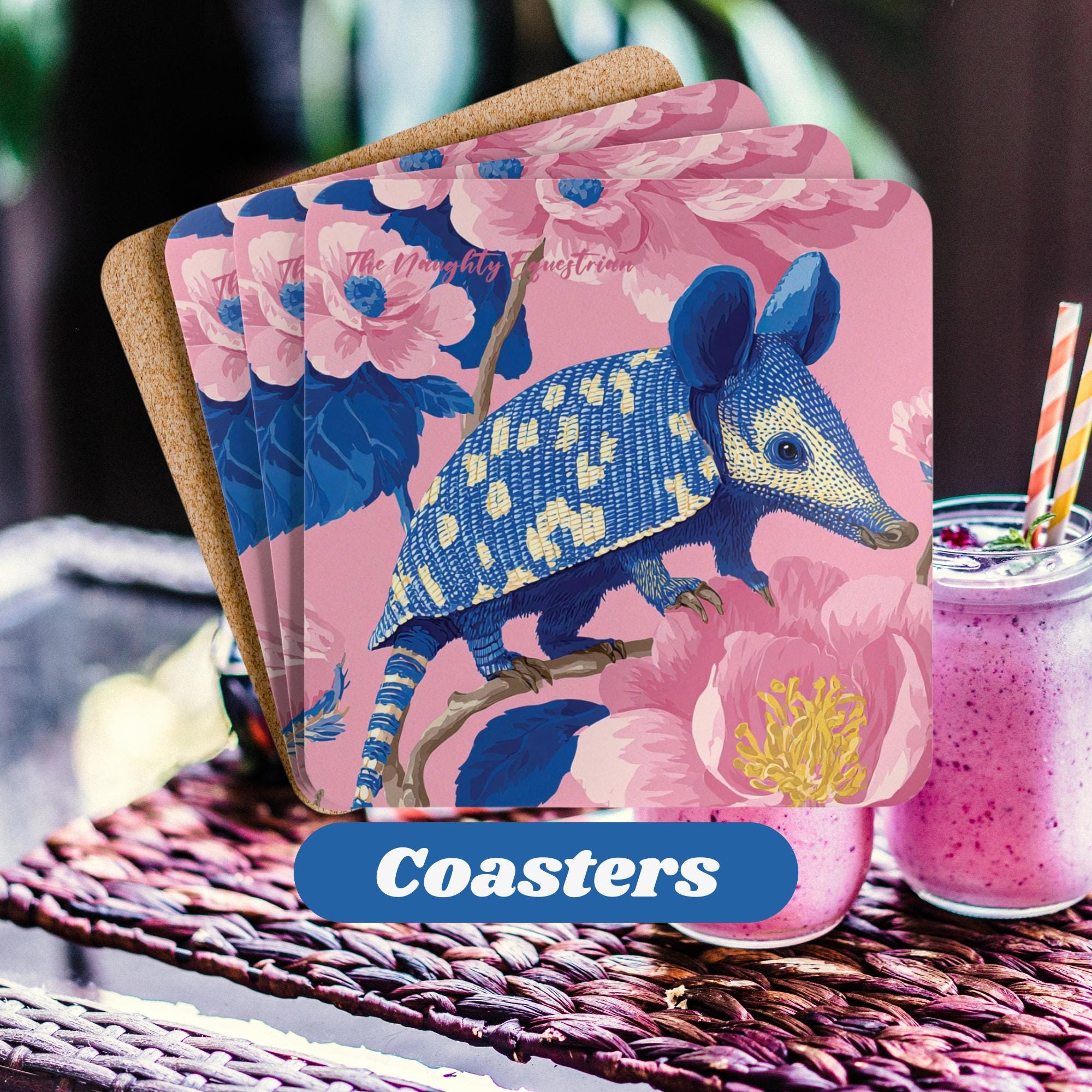 Armadillo in Bloom Coaster Set