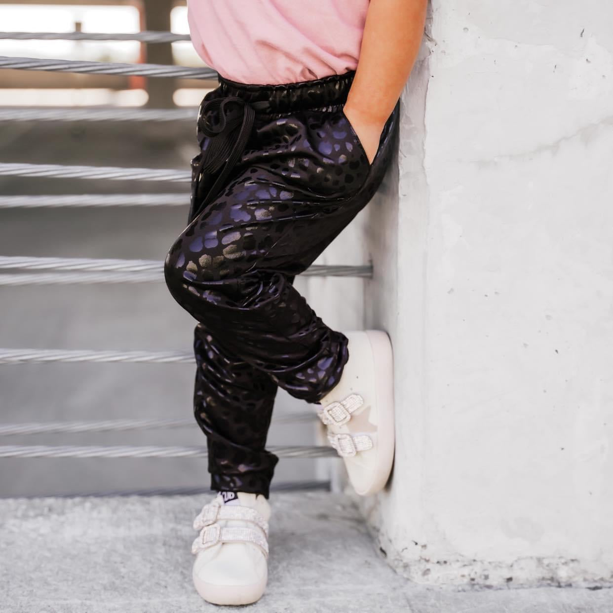 Pleather Leopard Girl's Joggers