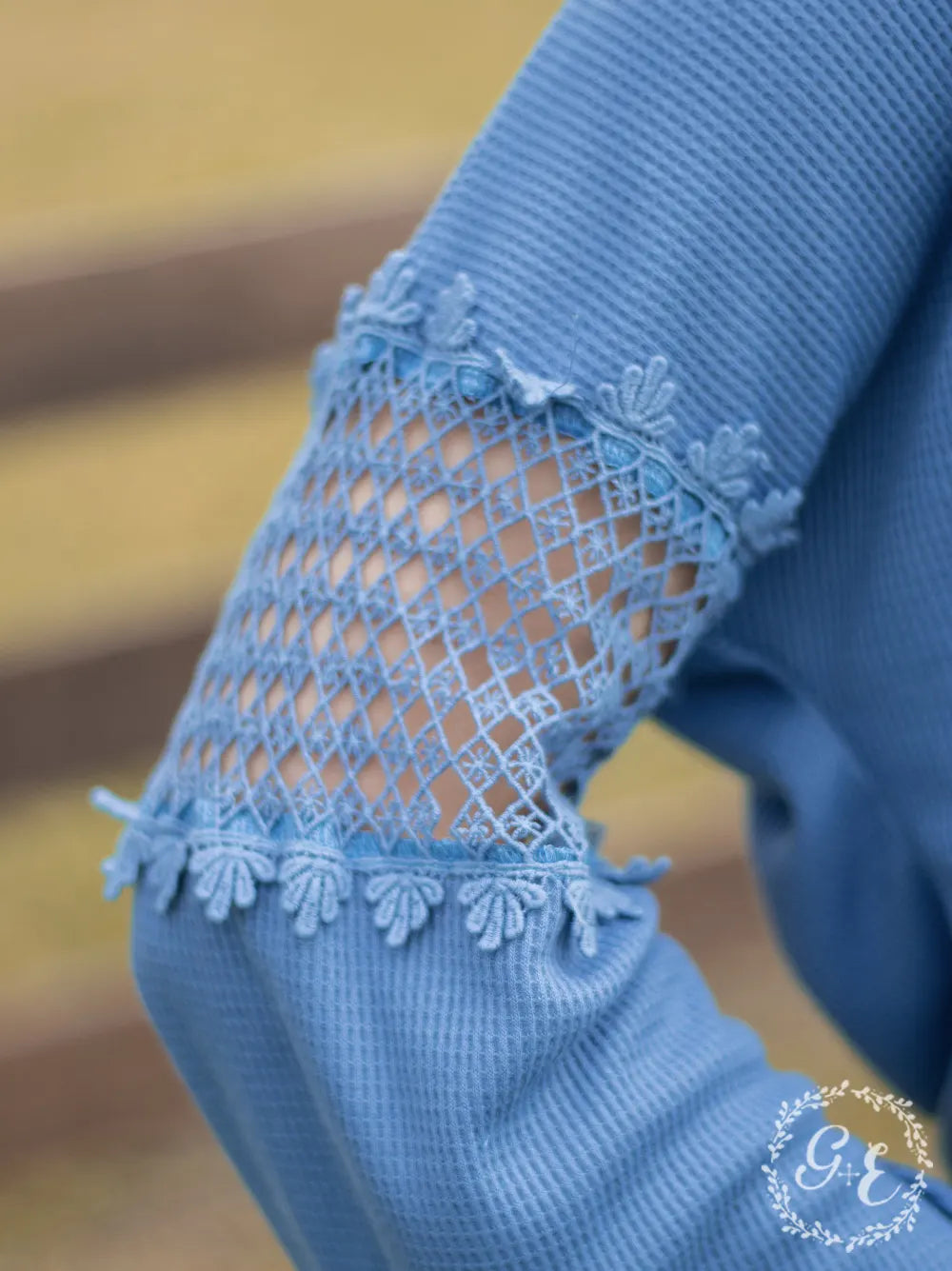 Miss Seeing You Waffle Women's Top with Balloon Sleeves