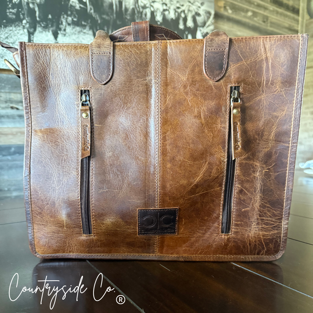 Jesse Conceal Carry Cowhide and Tooled Leather Handbag