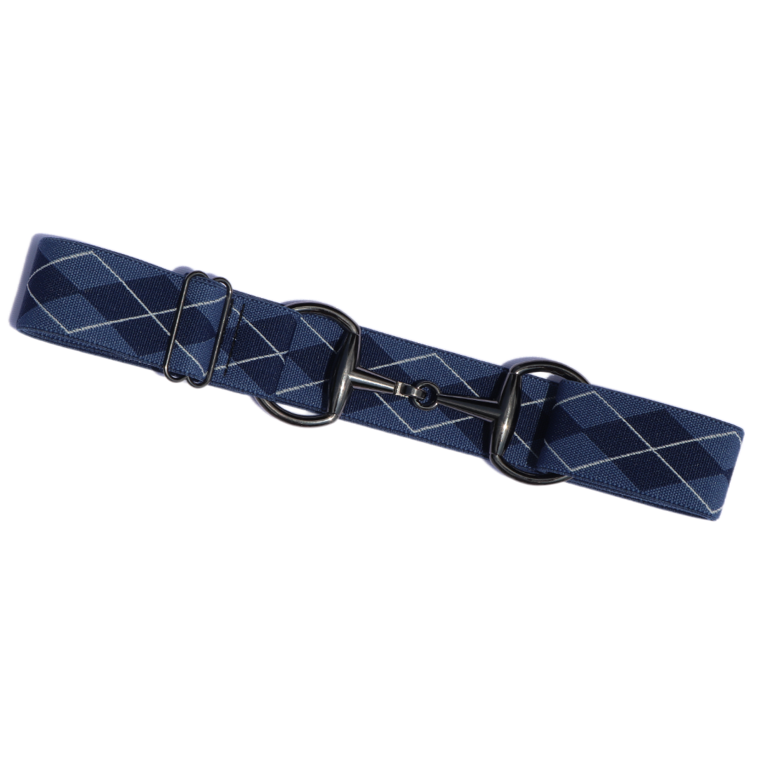 Snaffle Comfort Fit Belt - Blue Argyle