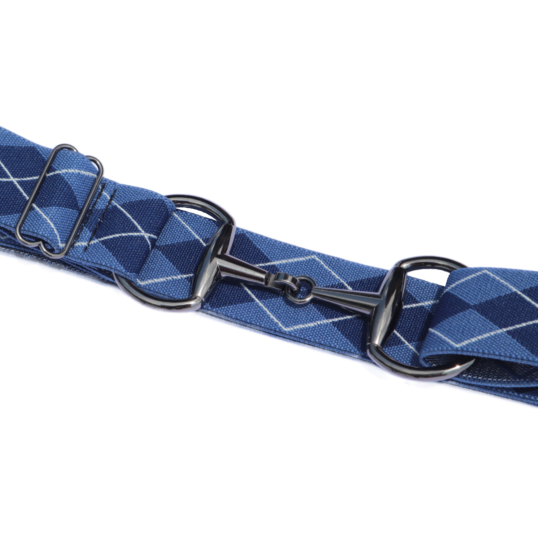 Snaffle Comfort Fit Belt - Blue Argyle