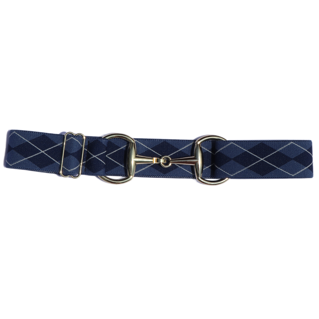 Snaffle Comfort Fit Belt - Blue Argyle