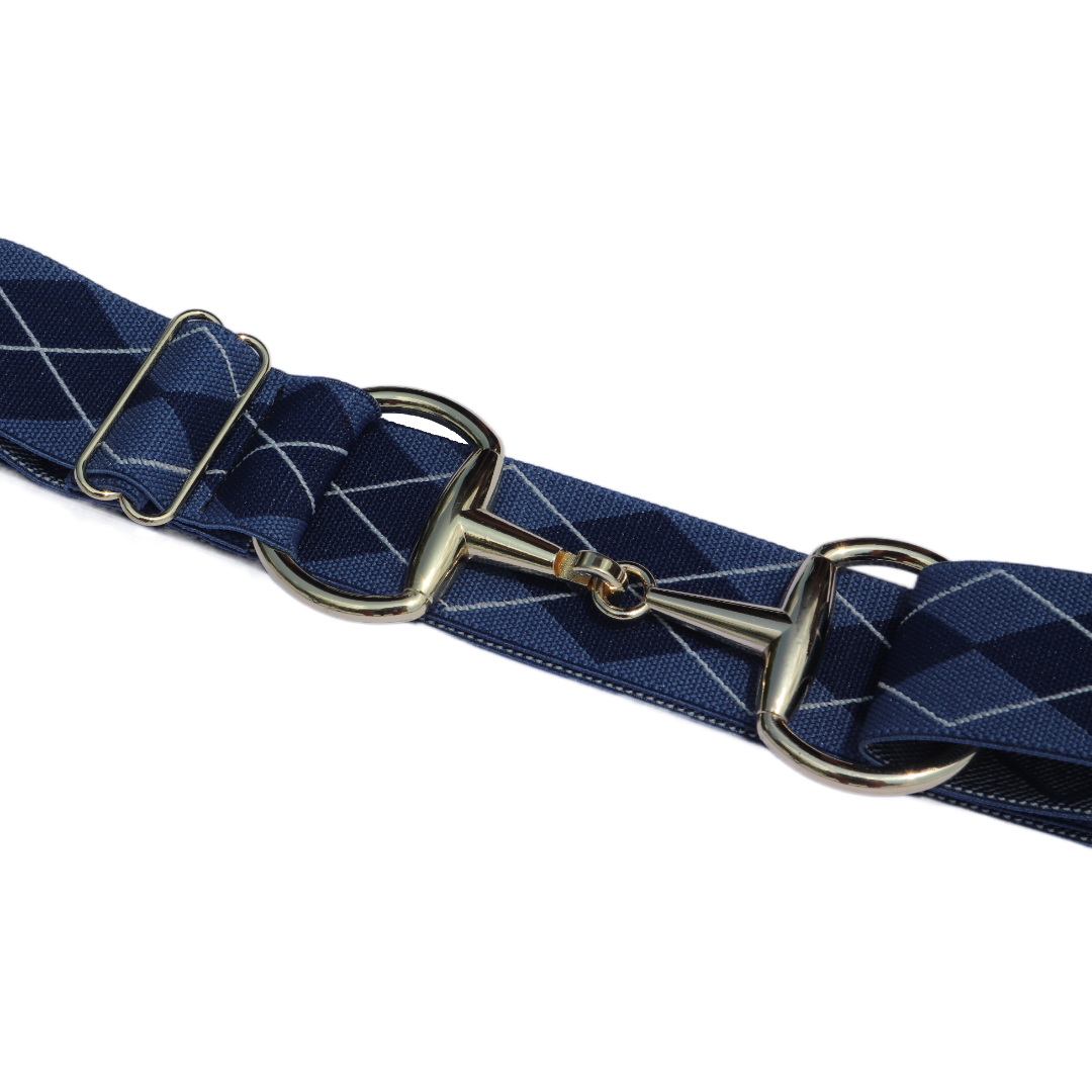 Snaffle Comfort Fit Belt - Blue Argyle