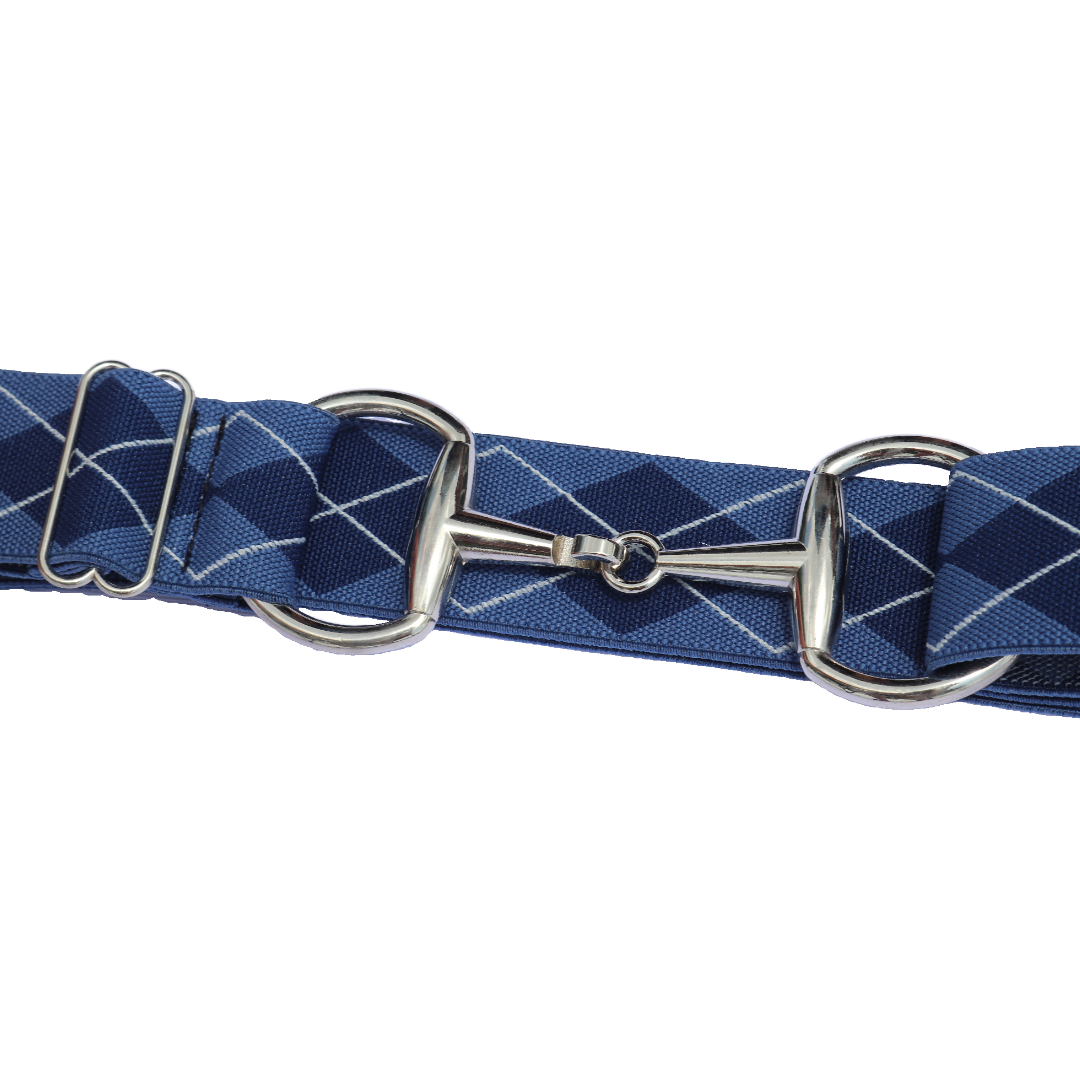 Snaffle Comfort Fit Belt - Blue Argyle