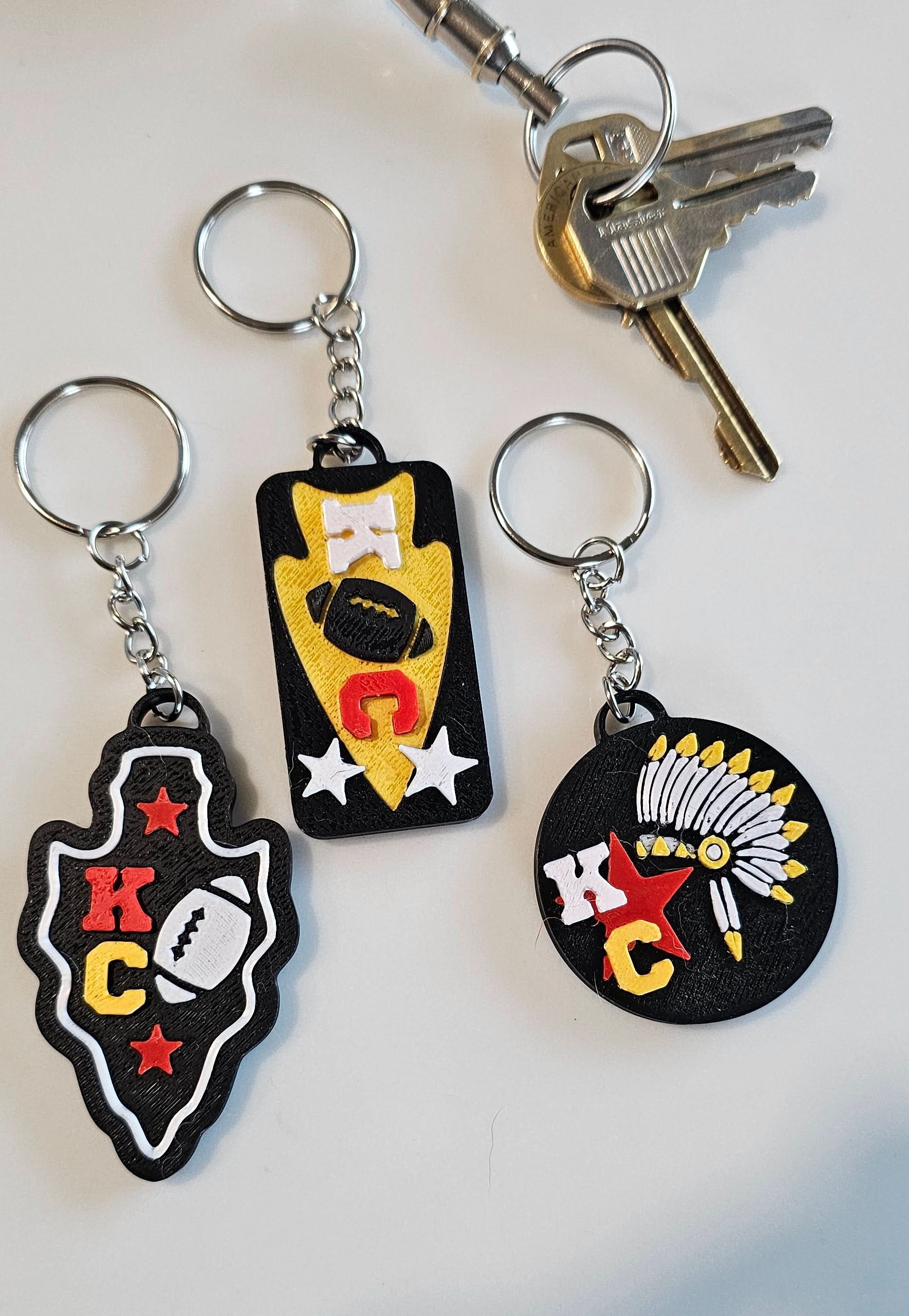 Keychains Kansas Set of 3 3D Print Chiefs Arrowhead Kc Kansas City Football Keychains M ...