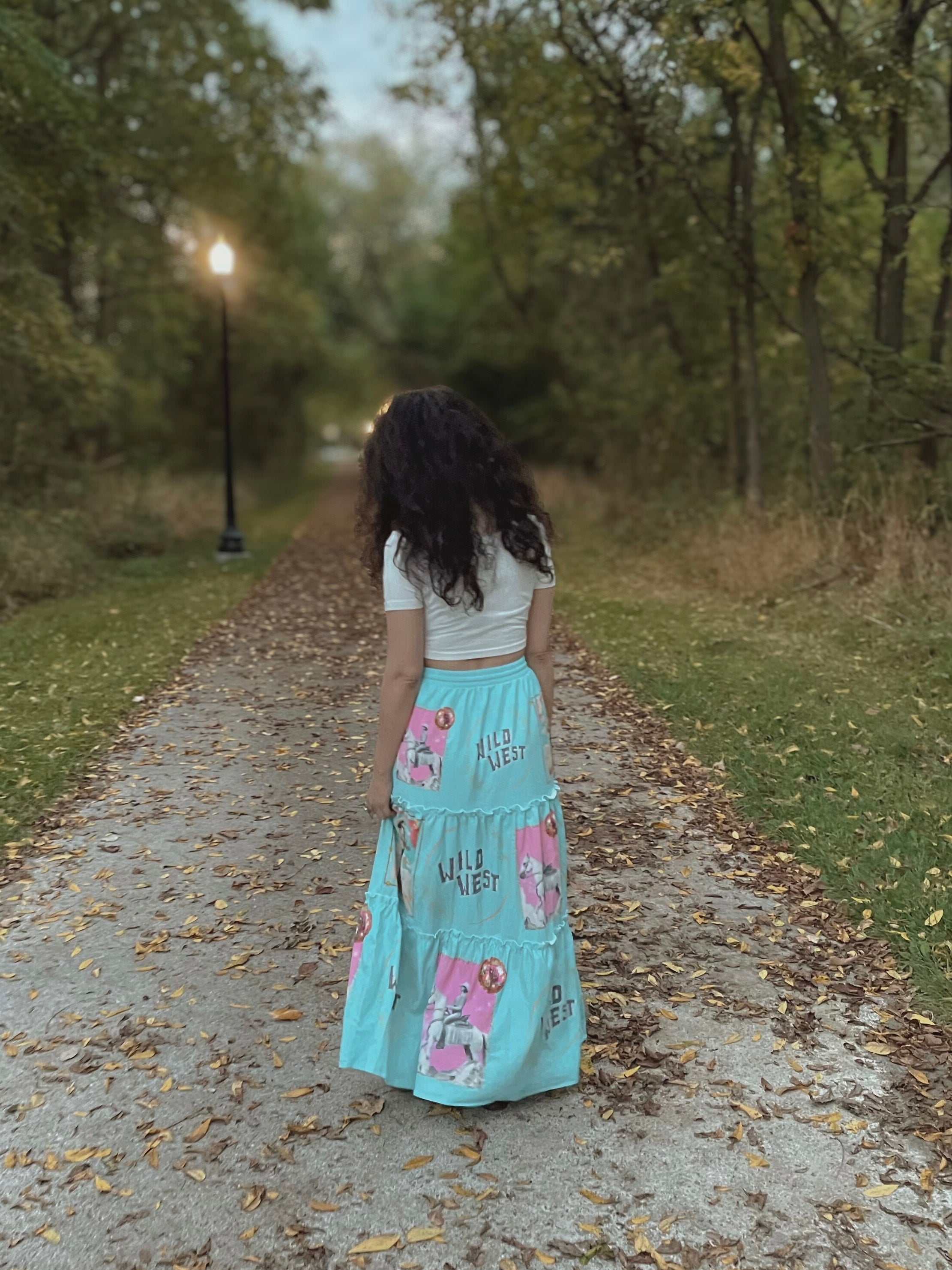 Baha Ranch Retro Pop Western Prairie Maxi Skirt