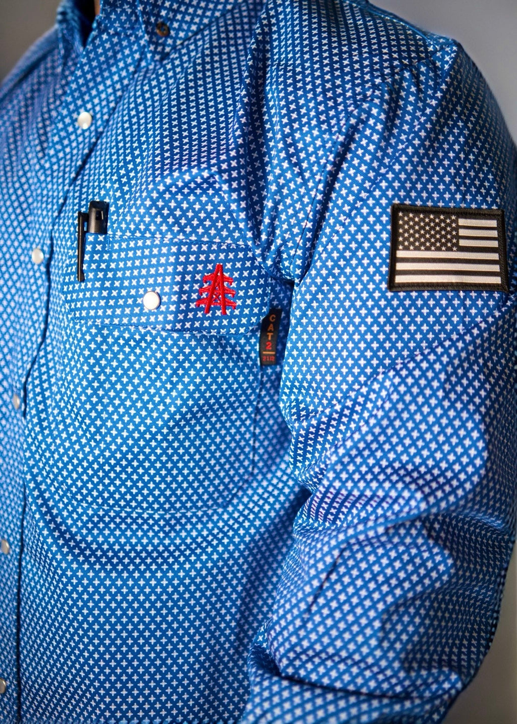 FR Pearl Snap Men's Work Shirt - Royal Blue