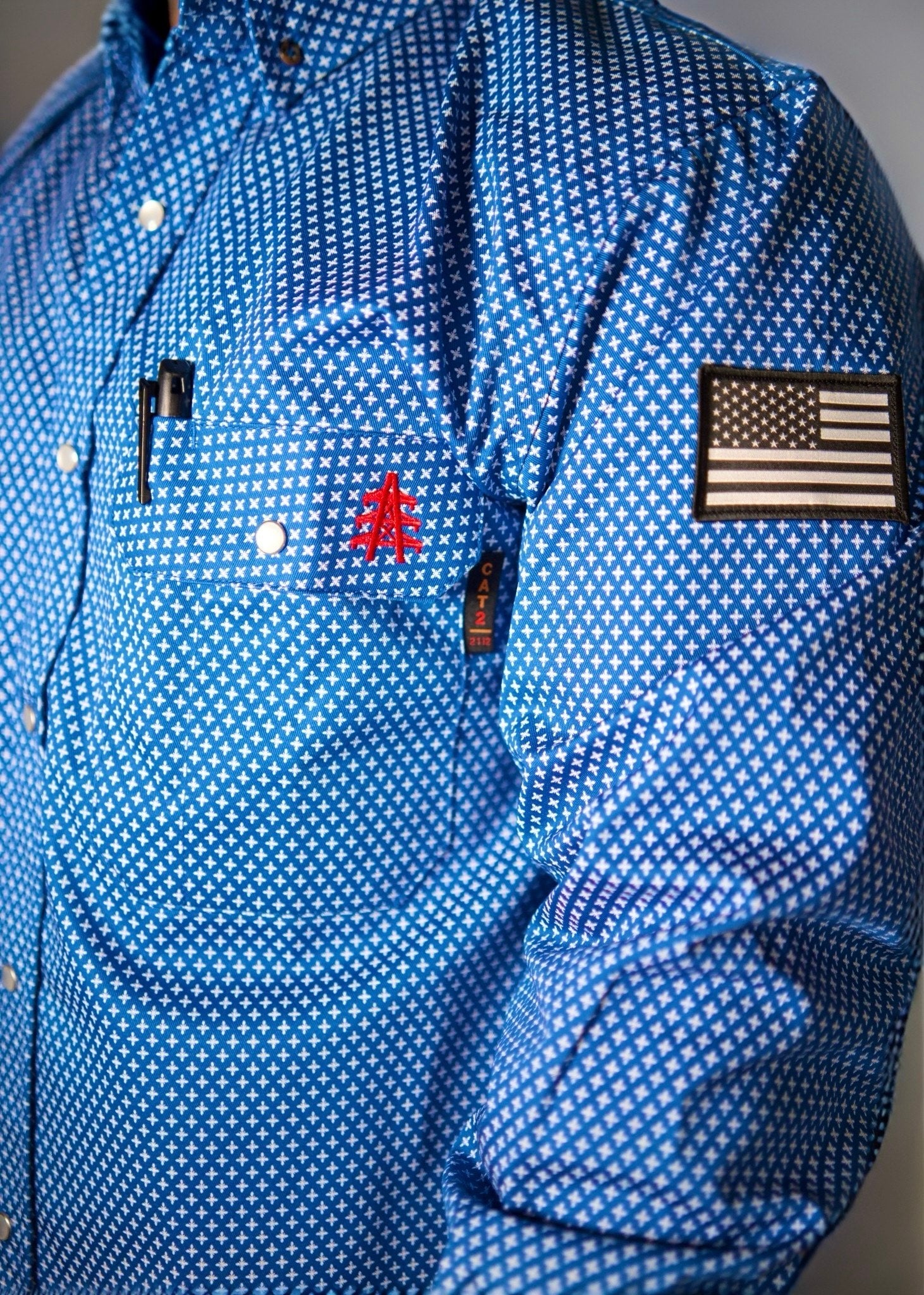 FR Pearl Snap Men's Work Shirt - Royal Blue