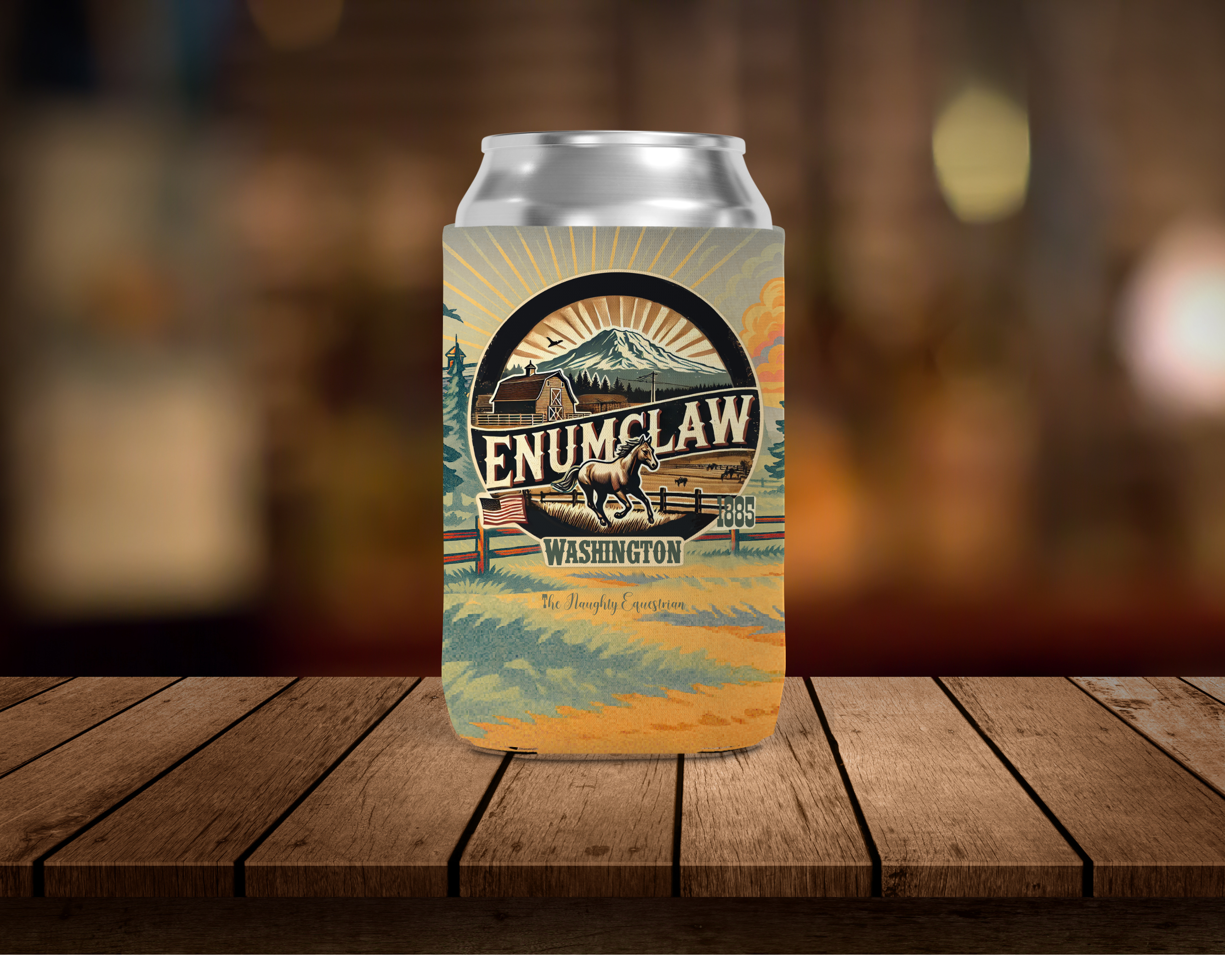 Enumclaw Washington Can Cooler 12oz, City Souvenir 12oz Regular
