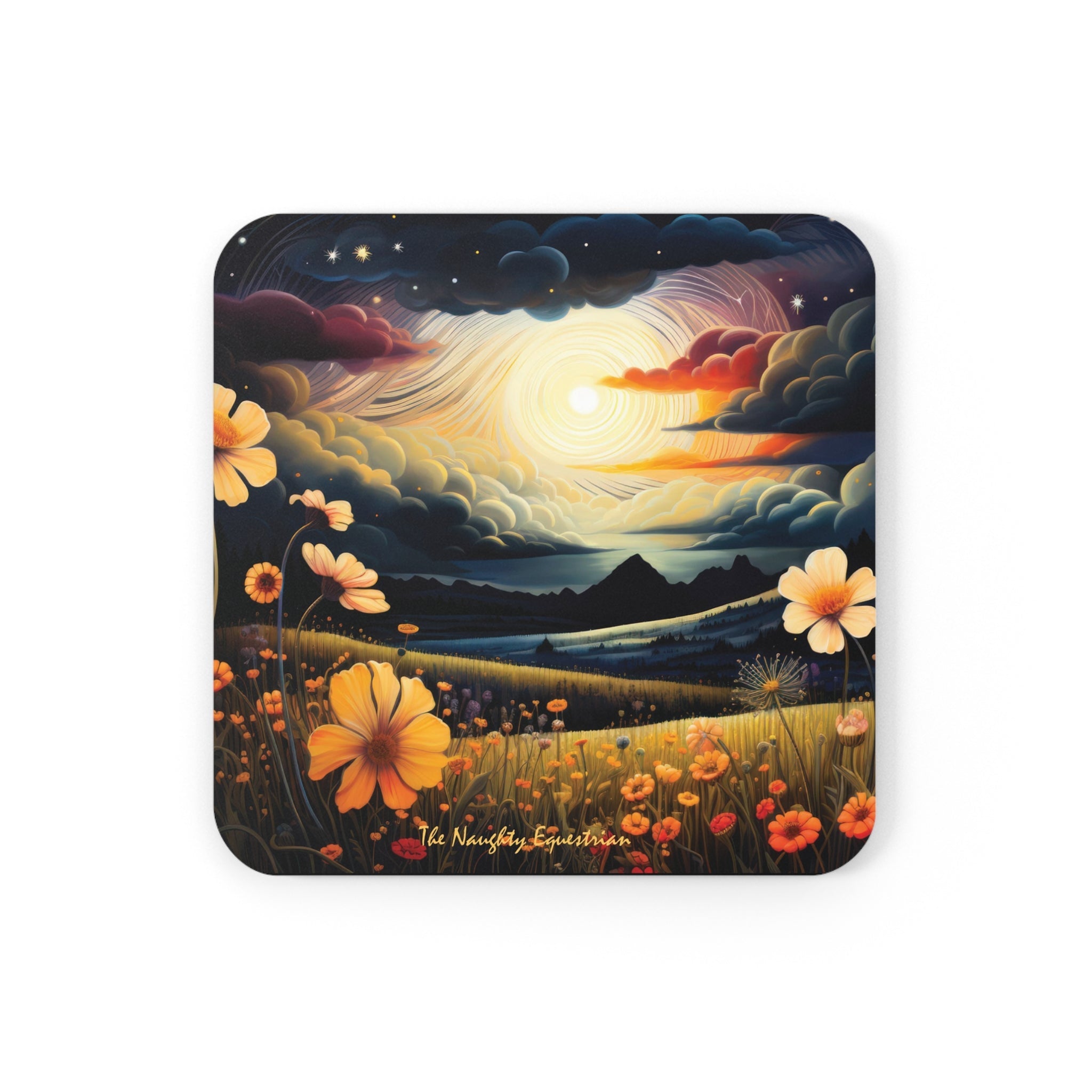 Sunset Serenity Amidst the Midnight Meadow Coaster Set