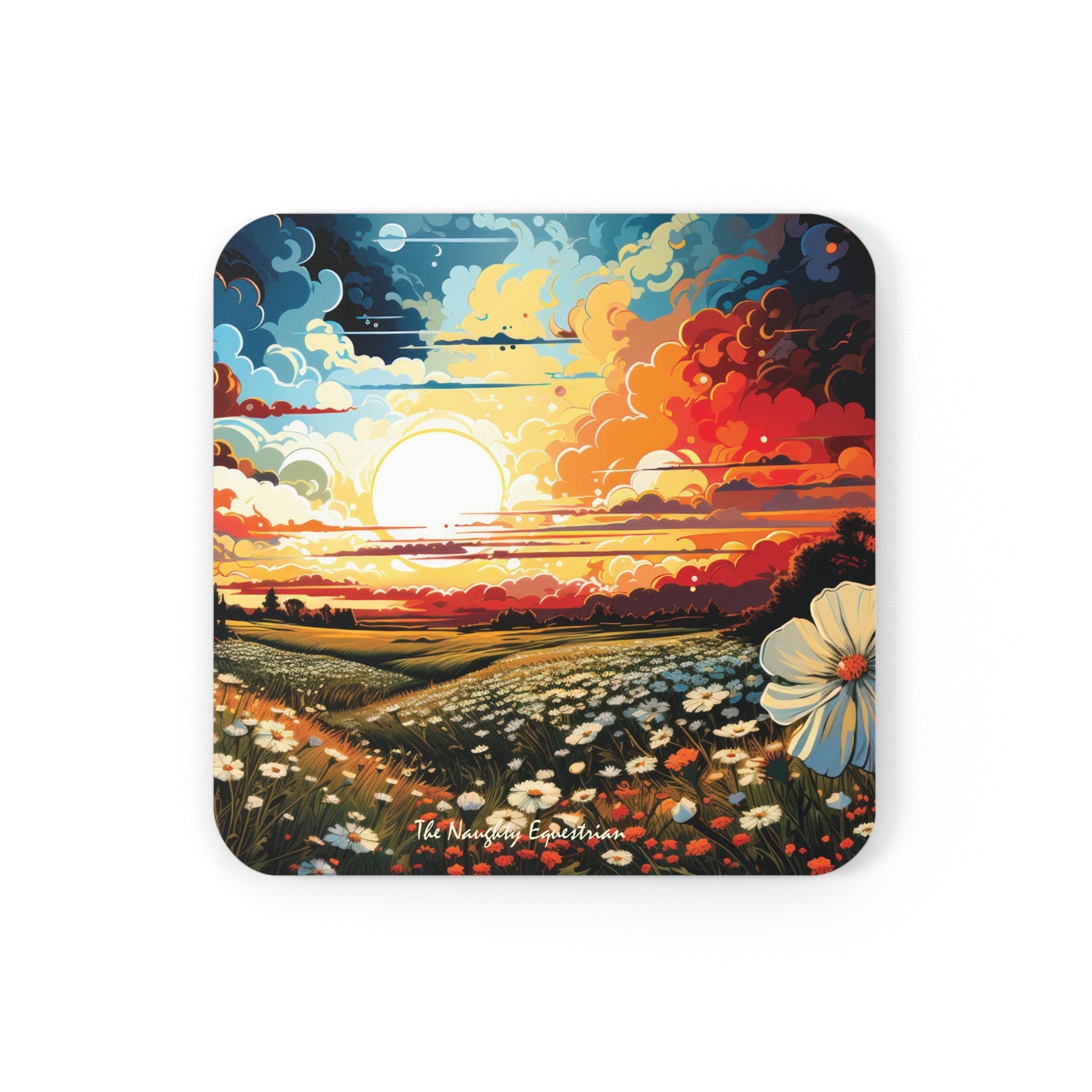 Radiant Sunrise Over Wildflower Dreams Coaster Set