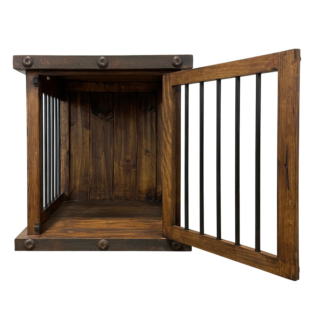 Oasis Small Rustic Dog Wood Kennel in Dark Wax