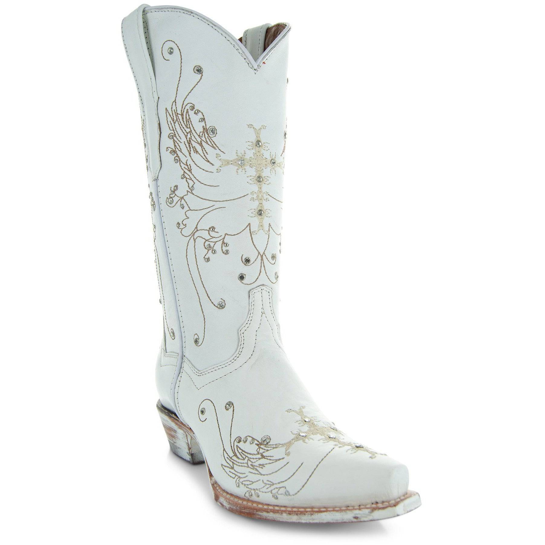 White Rhinestone Cowgirl Women's Boots (Wedding Cowgirl Boots)