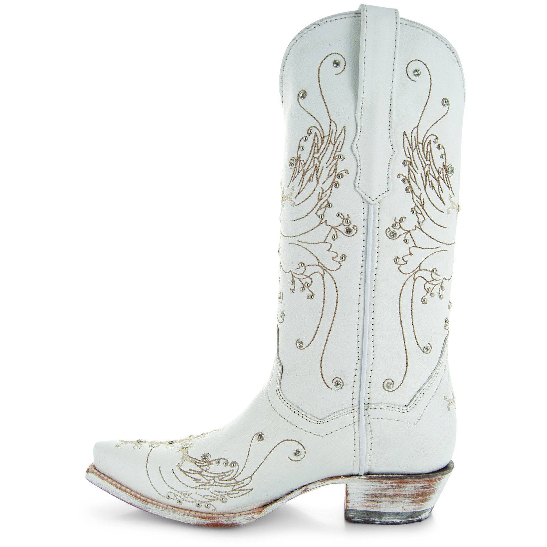 White Rhinestone Cowgirl Women's Boots (Wedding Cowgirl Boots)