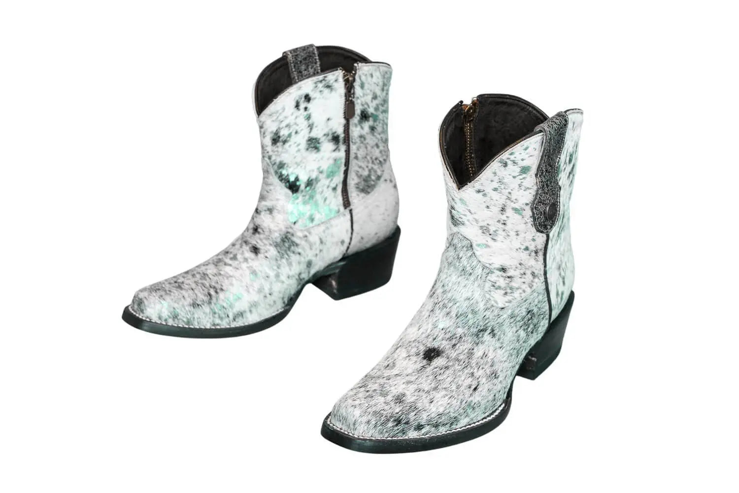 The Loretta Cowhide Boots - Turquoise Metallic Limited Edition