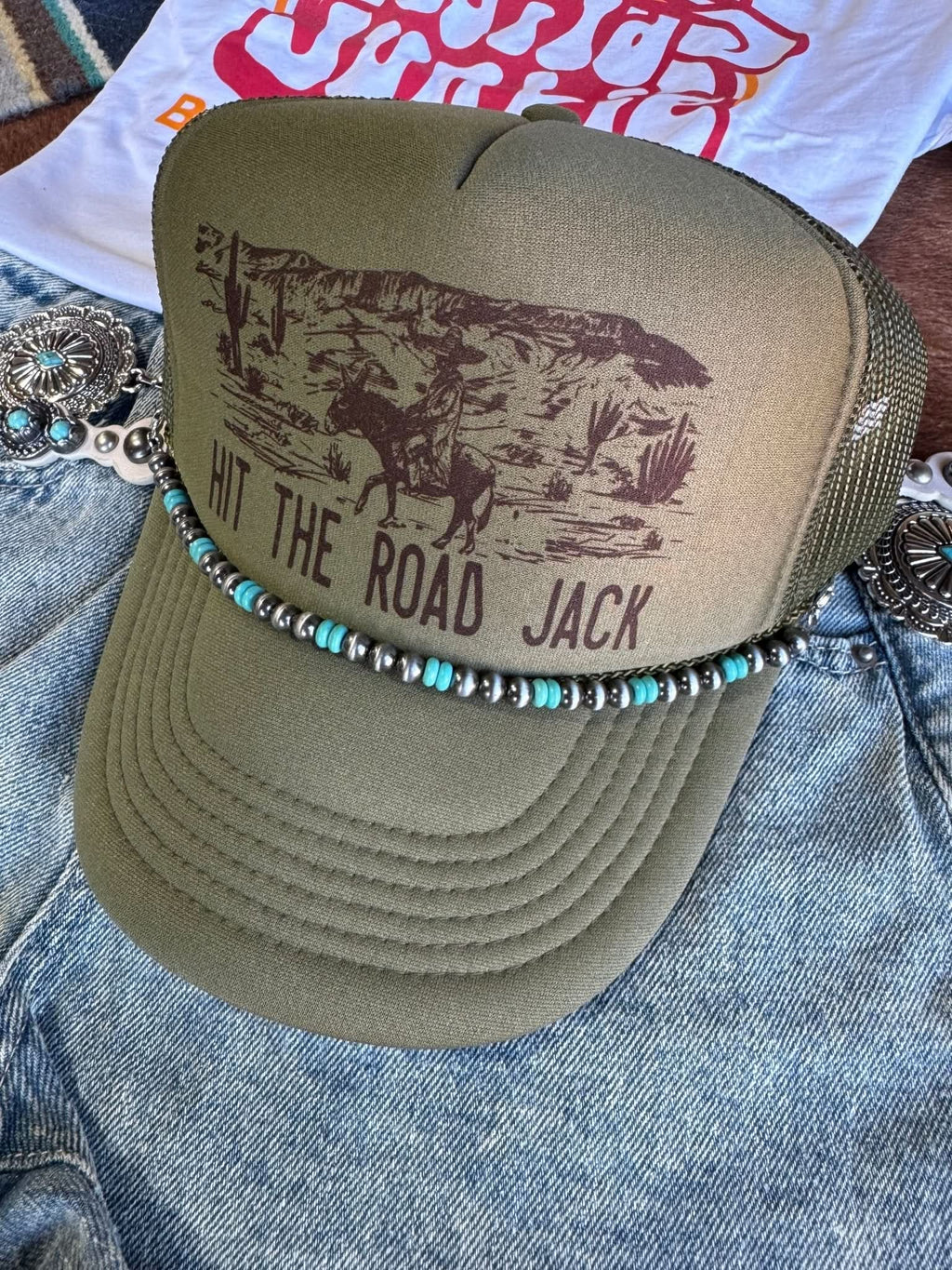 Turquoise Rondelle Hat Chain
