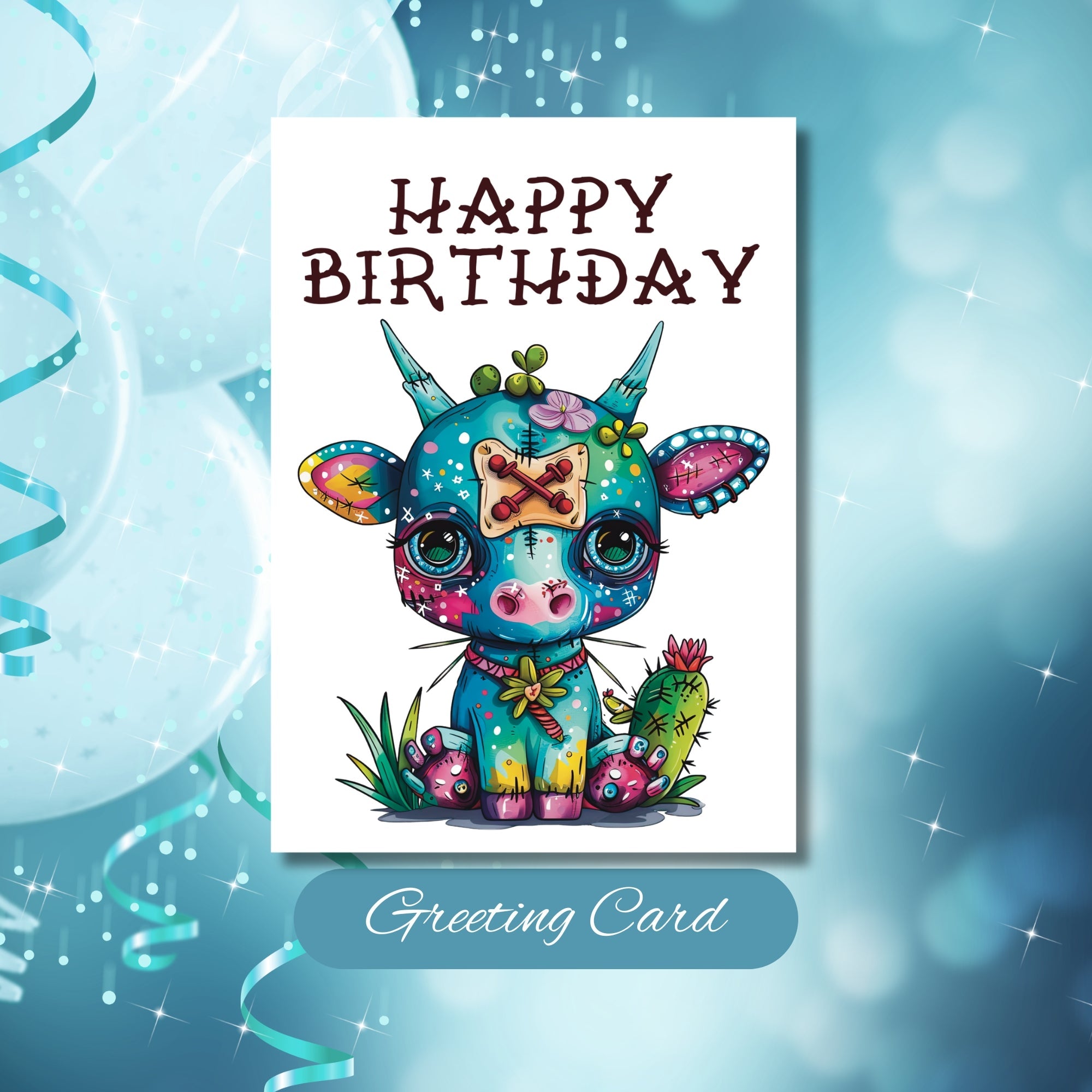 Cow-tivating Birthday Magic Greeting Card