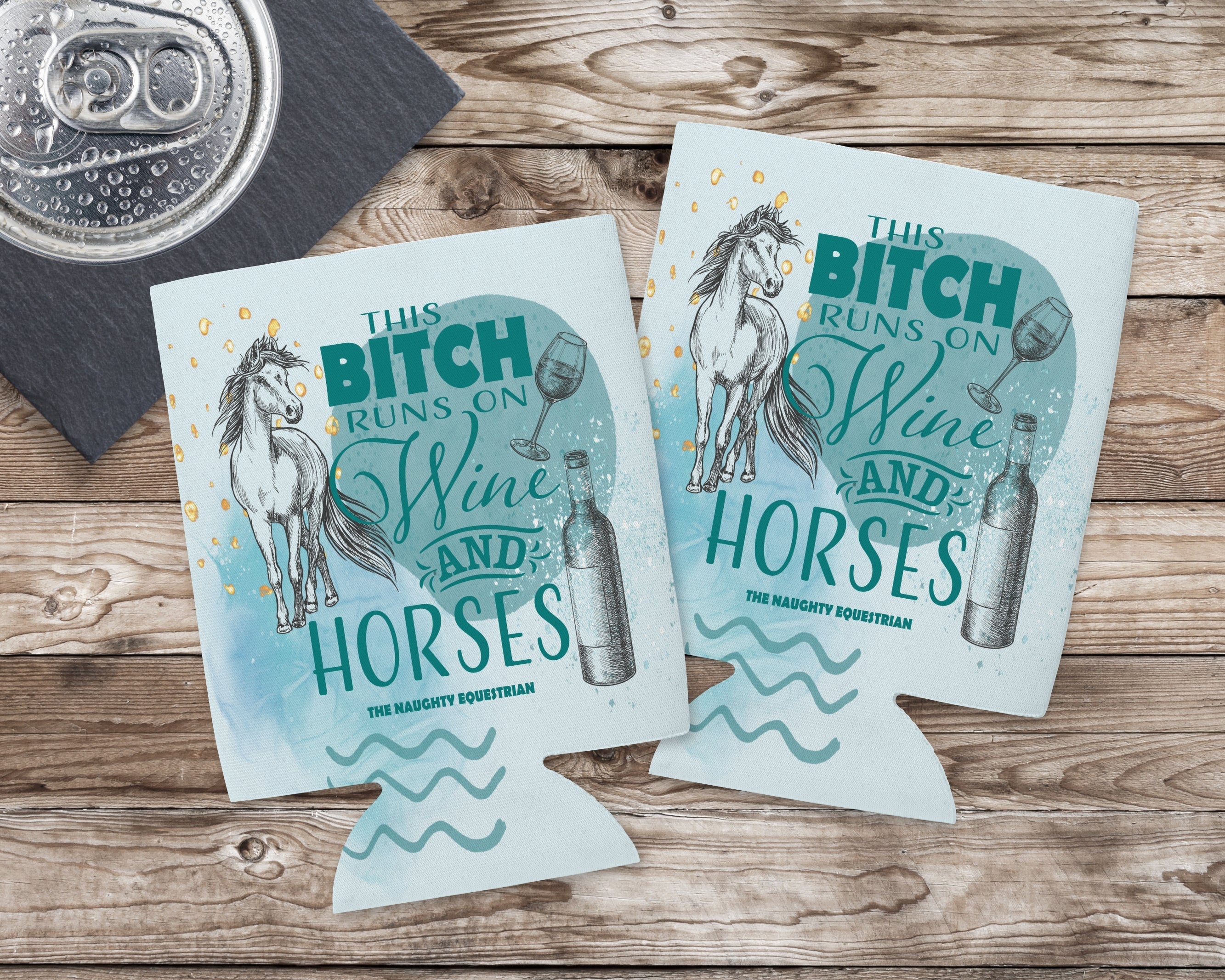 Sassy Equestrian 'Wine & Horses' Can Cooler 12 oz Regular