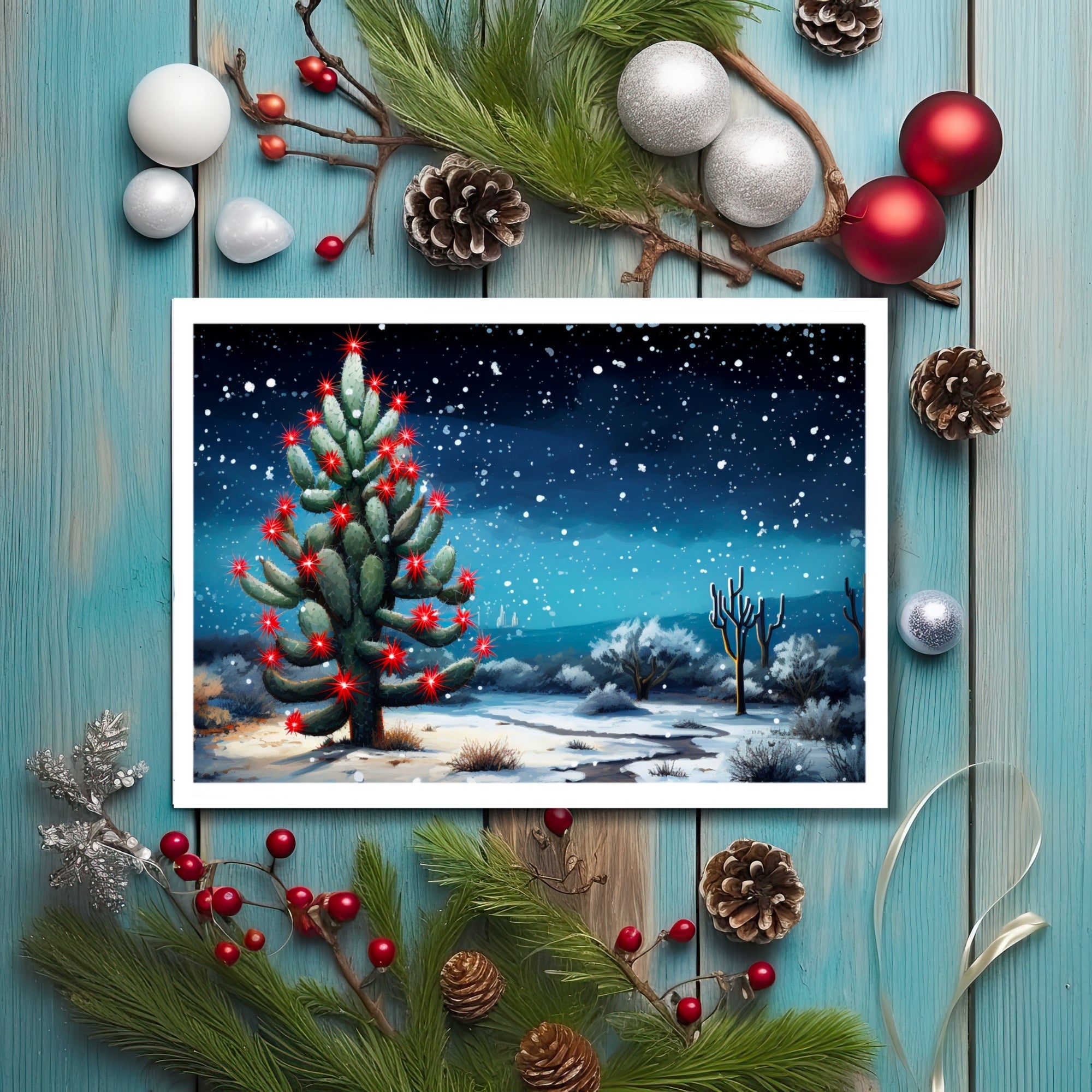 Cactus Cheer: Wishing You a Prickly Merry Christmas! Greeting Card
