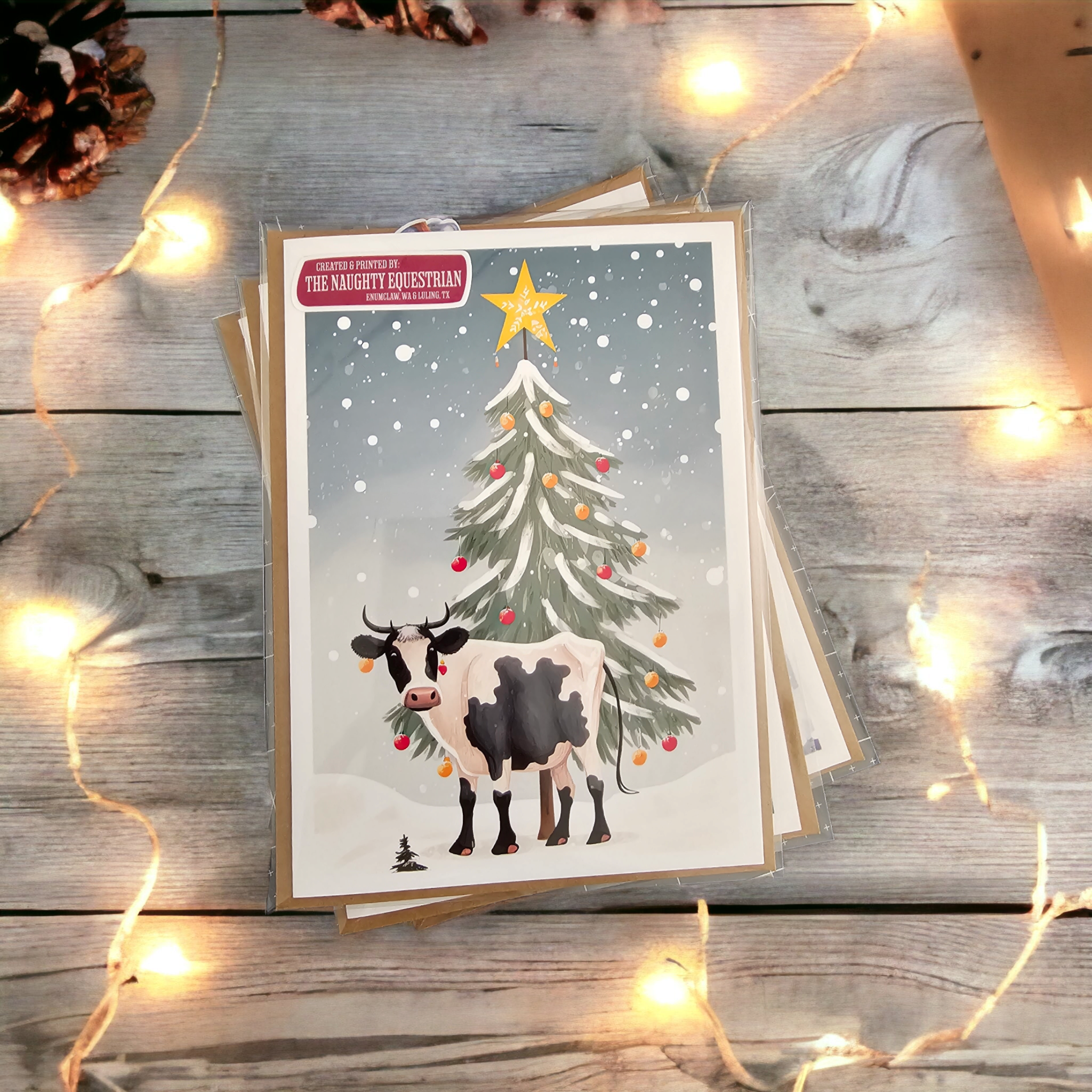 Udderly Joyful Christmas Cow Greeting Card