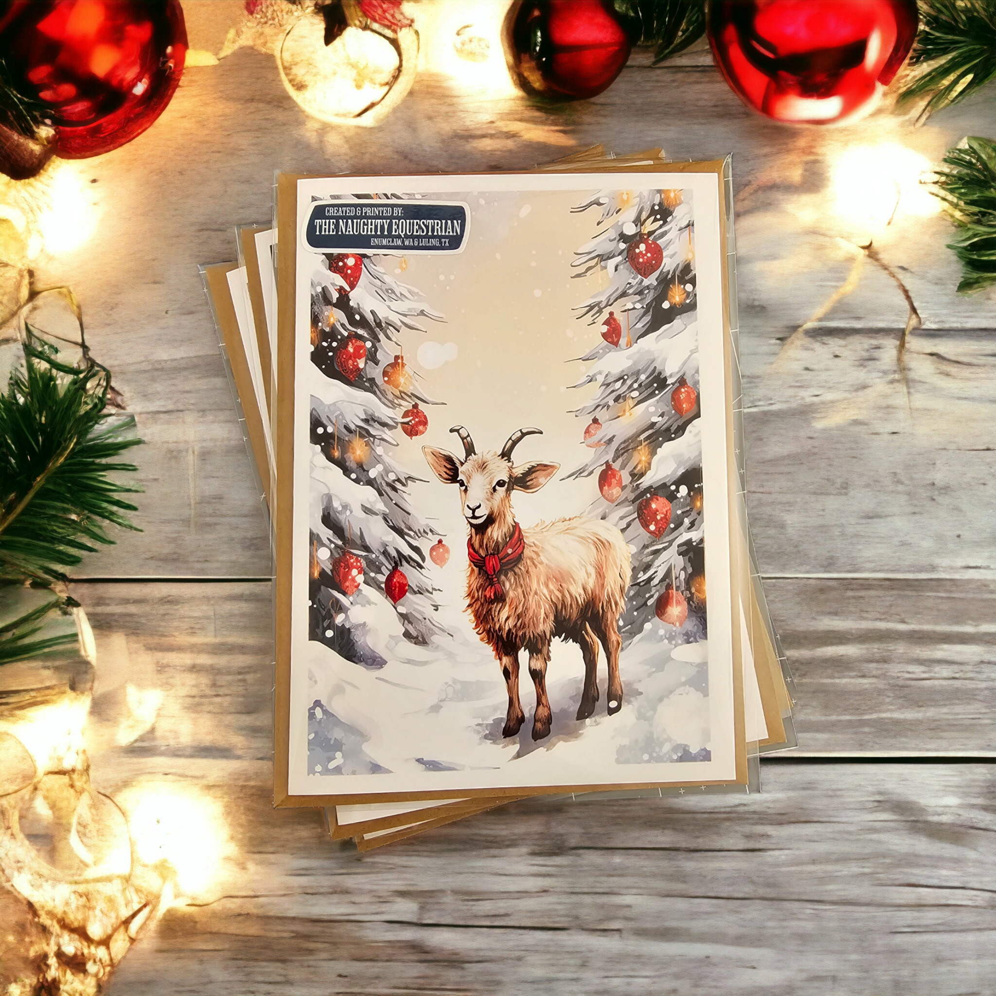 Goat-iful Holiday Wishes Christmas Greeting Card