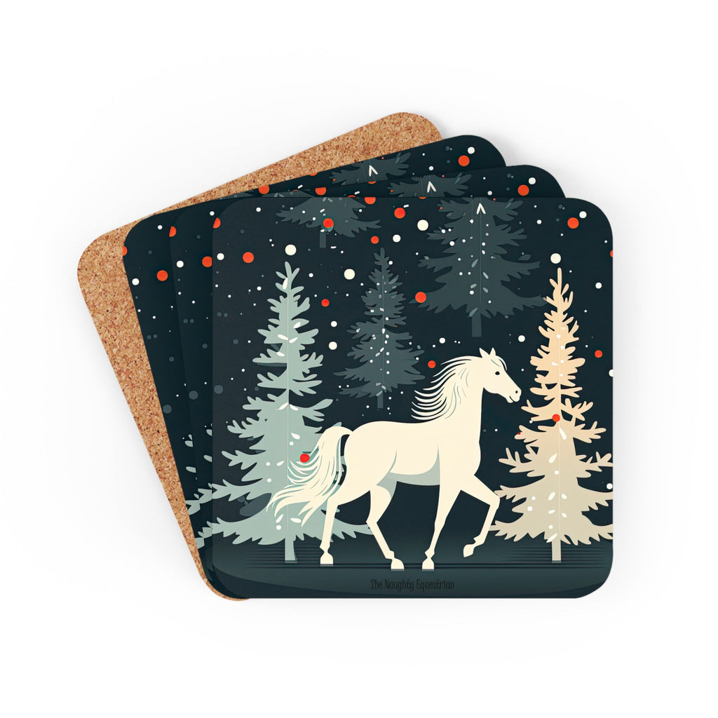 White Horse Holiday Christmas Coaster Set