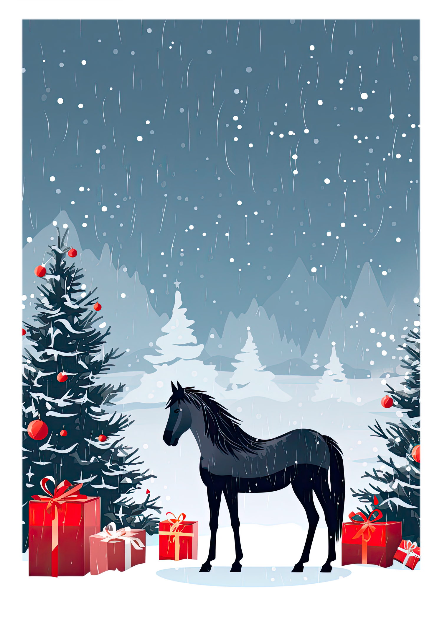Snowy Magic Holiday Horse Greeting Card