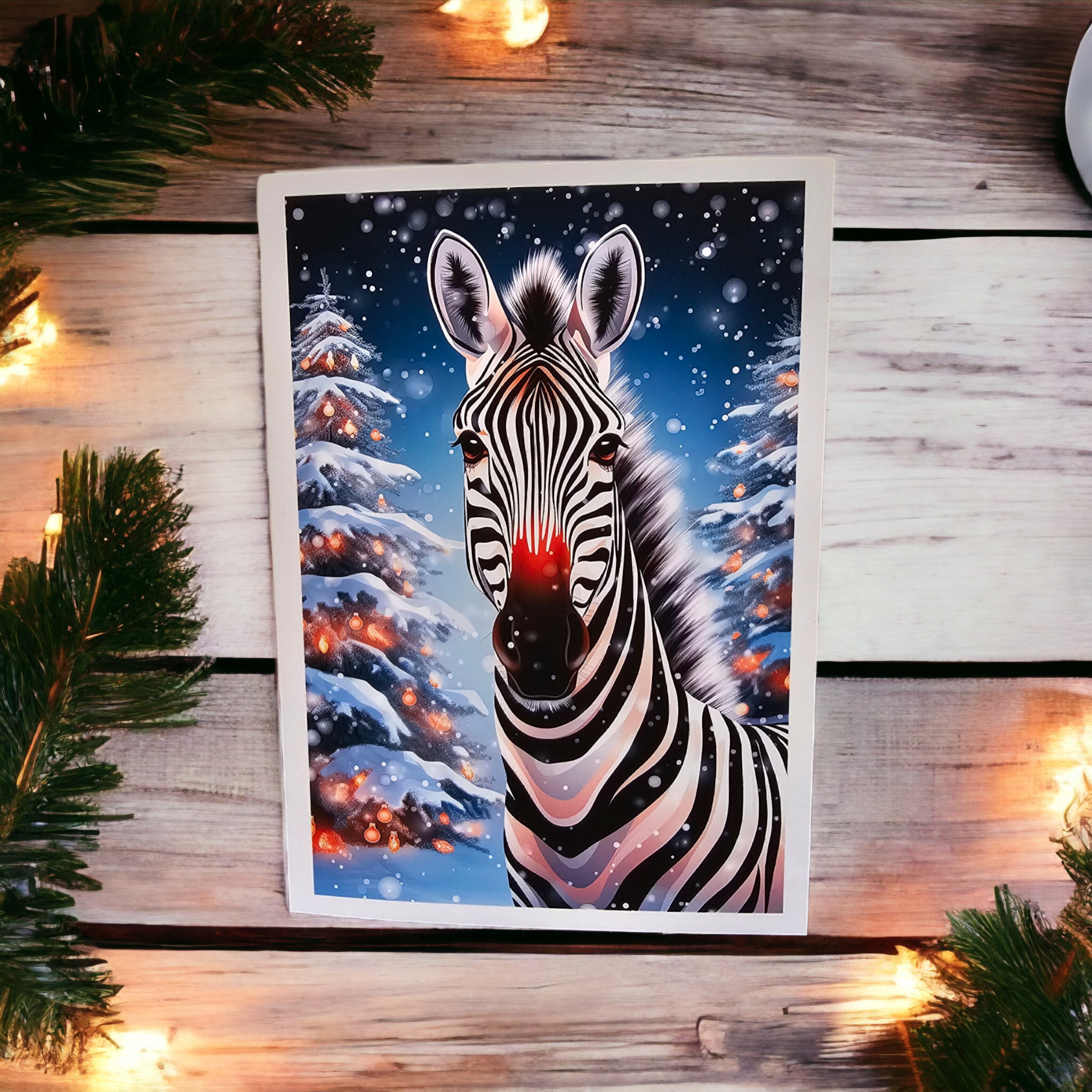 Stripe-tacular Zebra Christmas Holiday Greeting Card