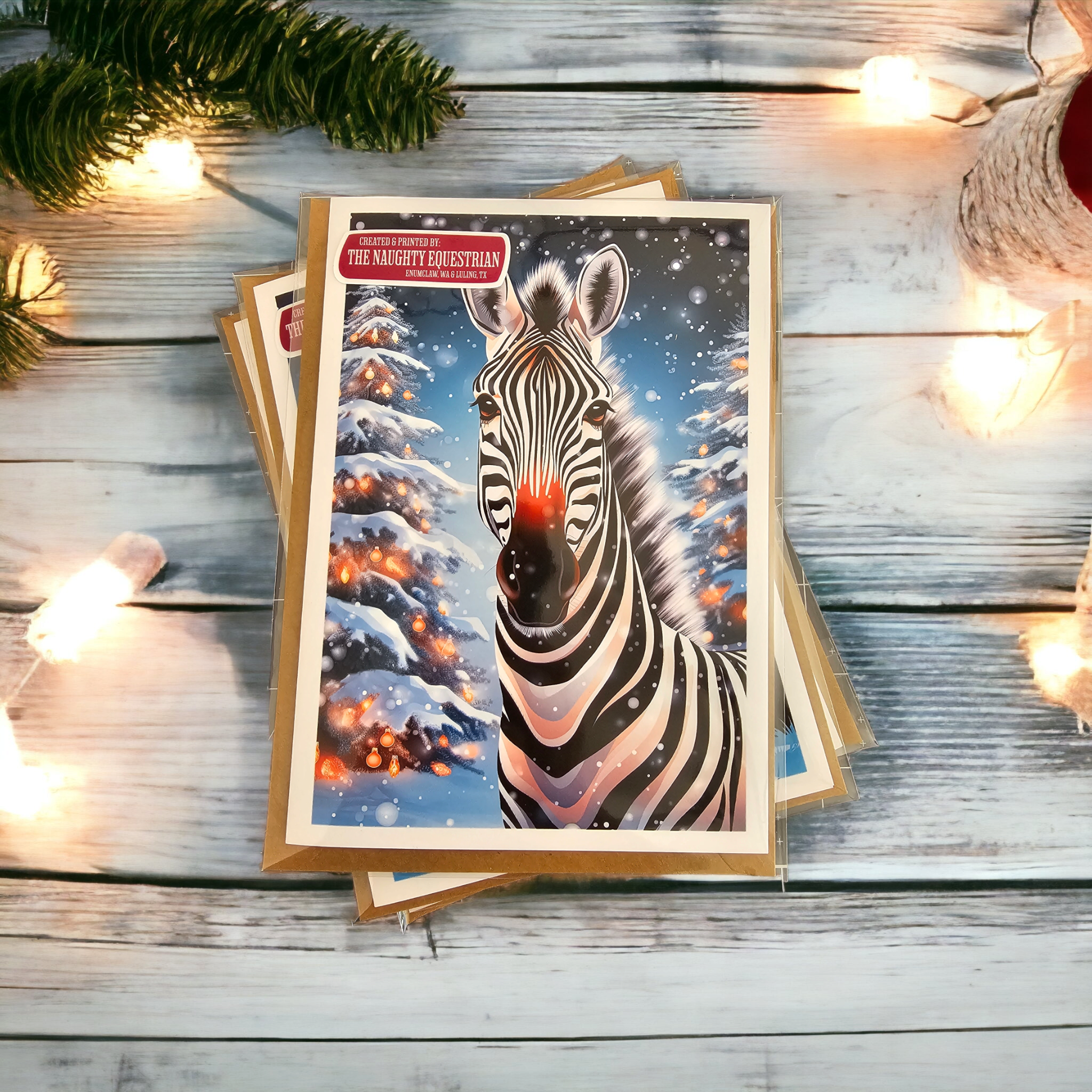 Stripe-tacular Zebra Christmas Holiday Greeting Card
